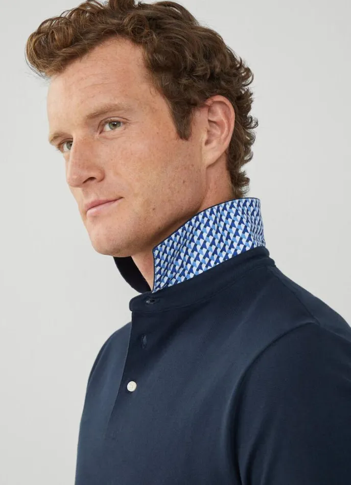 Men Polo Shirts Hackett London Classic Fit Piqu Polo Navy