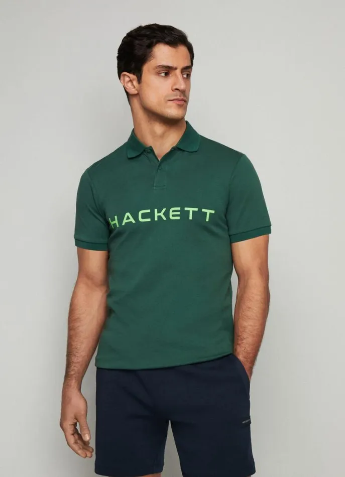 Men Polo Shirts Hackett London Slim Fit Stretch Polo Shirt Greengrey