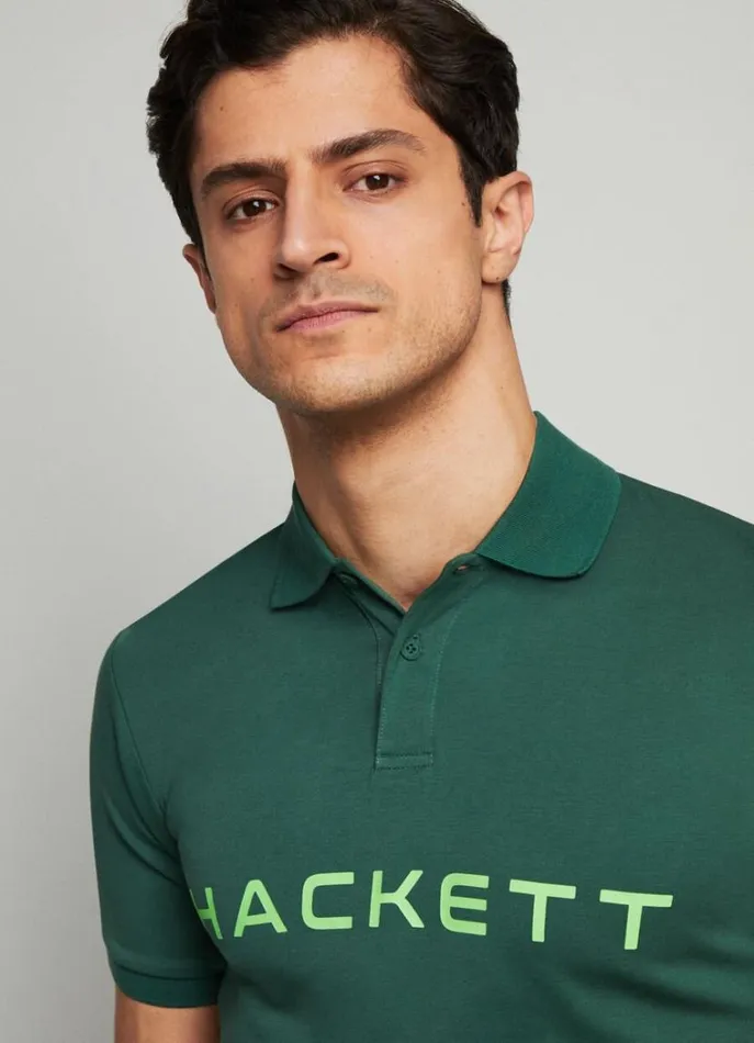 Men Polo Shirts Hackett London Slim Fit Stretch Polo Shirt Greengrey