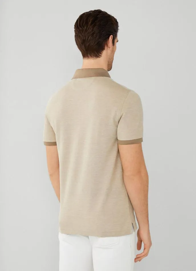 Men Polo Shirts Hackett London Slim Fit Wool And Silk Pique Polo Camel Beige