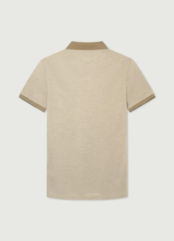 Men Polo Shirts Hackett London Slim Fit Wool And Silk Pique Polo Camel Beige