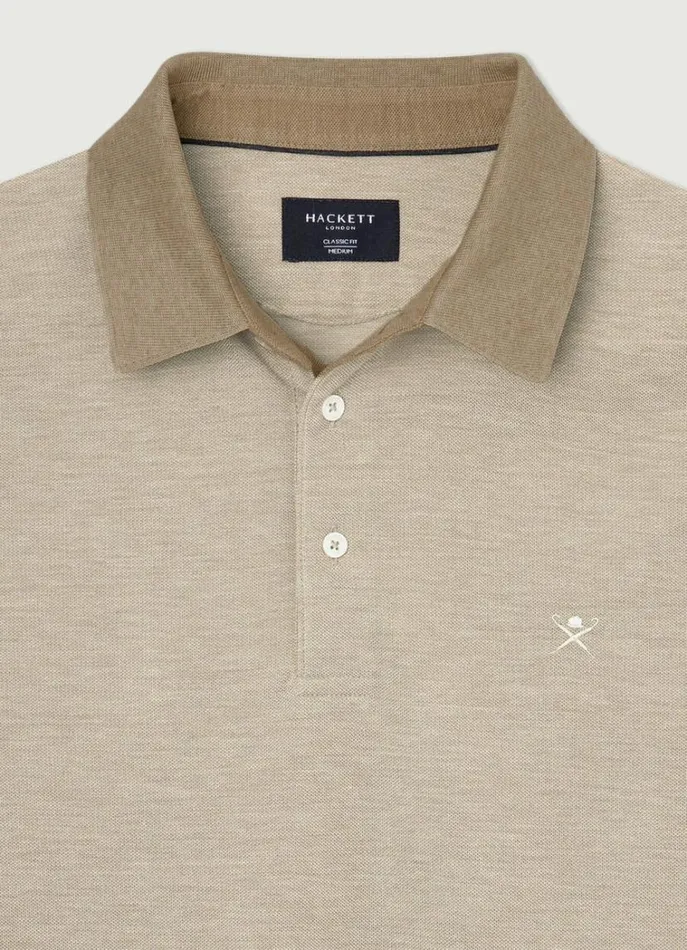 Men Polo Shirts Hackett London Slim Fit Wool And Silk Pique Polo Camel Beige