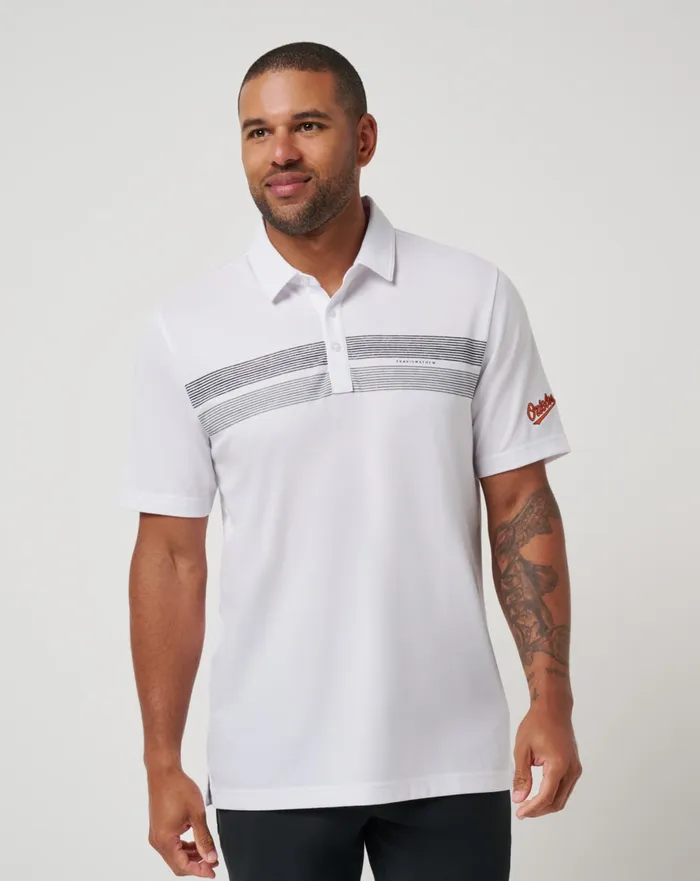 Men Polos TravisMathew BALTIMORE ORIOLES TOP RECRUIT POLO White