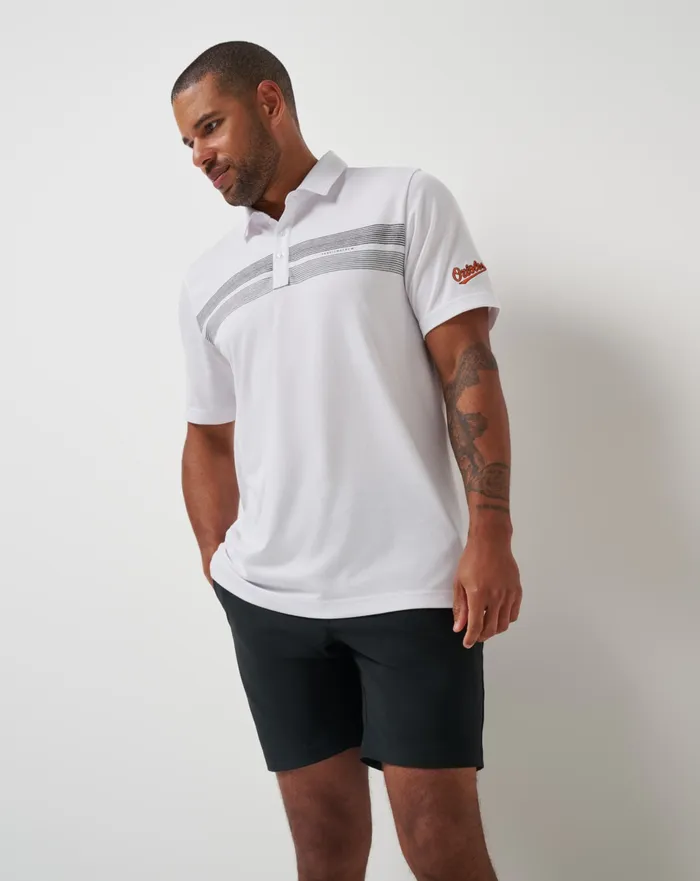 Men Polos TravisMathew BALTIMORE ORIOLES TOP RECRUIT POLO White