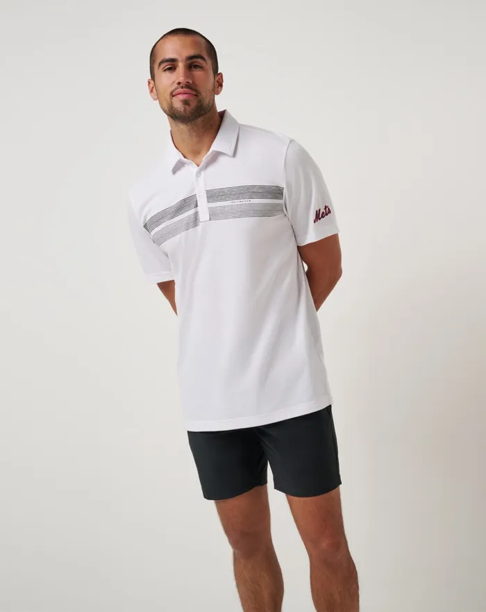 Men Polos TravisMathew NEW YORK METS TOP RECRUIT POLO White