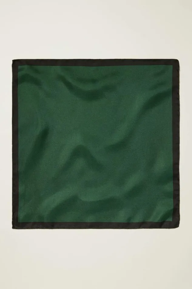 Men Premium Pocket Square Green With Black Tipping Bonobos Ties and Pocket Squares