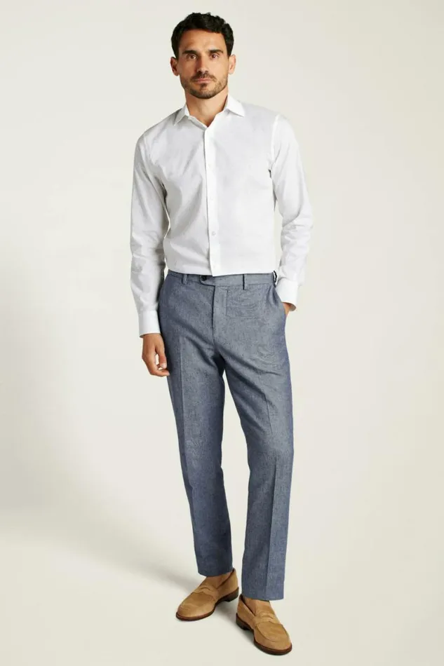 Men Primo Chino Mid Blue Linen Twill Bonobos Chinos