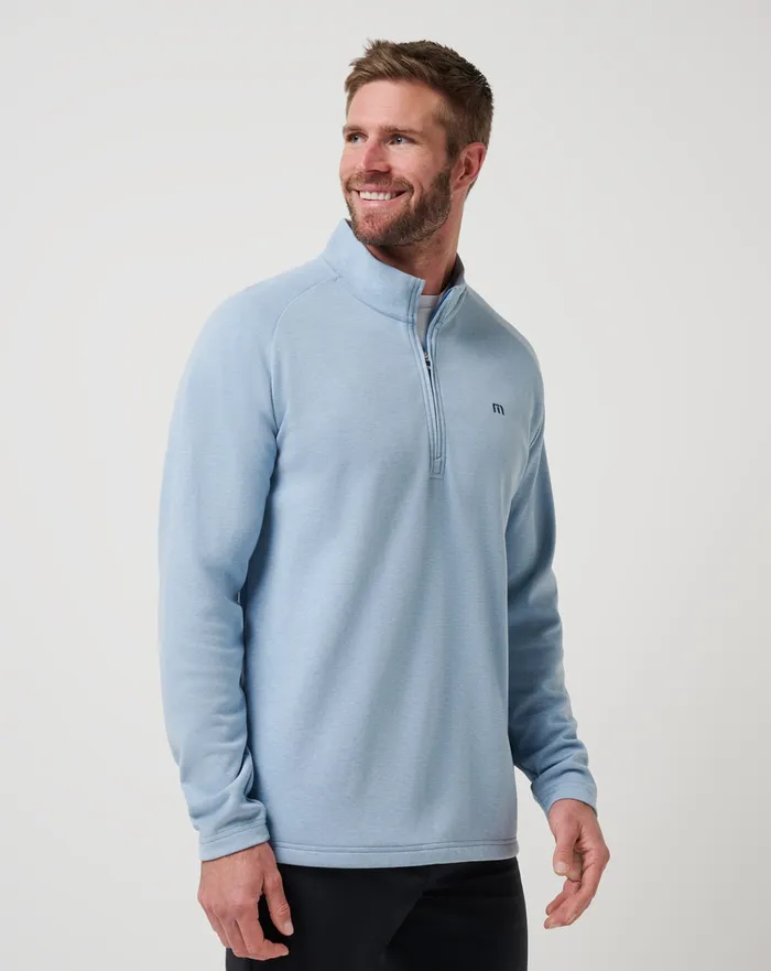 Men Quarter Zips TravisMathew UPGRADED QUARTER ZIP Light Blue