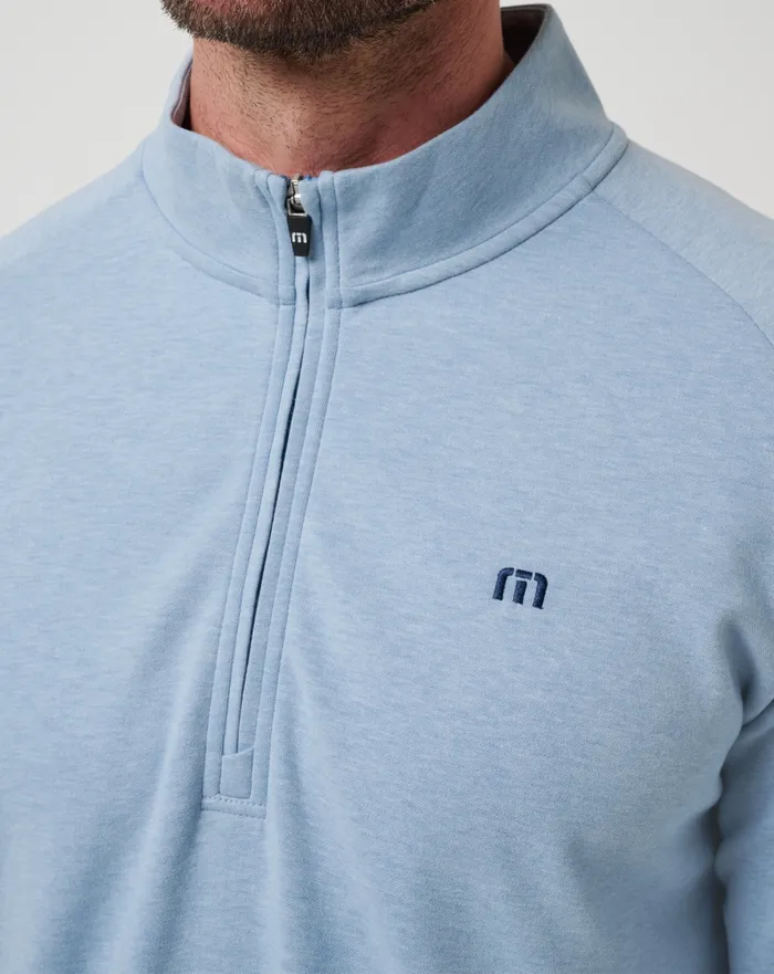 Men Quarter Zips TravisMathew UPGRADED QUARTER ZIP Light Blue