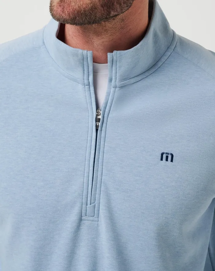 Men Quarter Zips TravisMathew UPGRADED QUARTER ZIP Light Blue