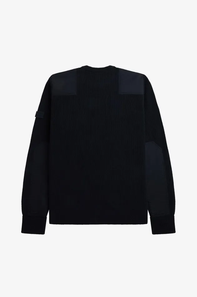 Men Raf SimonsPatch Detail Jumper Black Fred Perry Knitwear