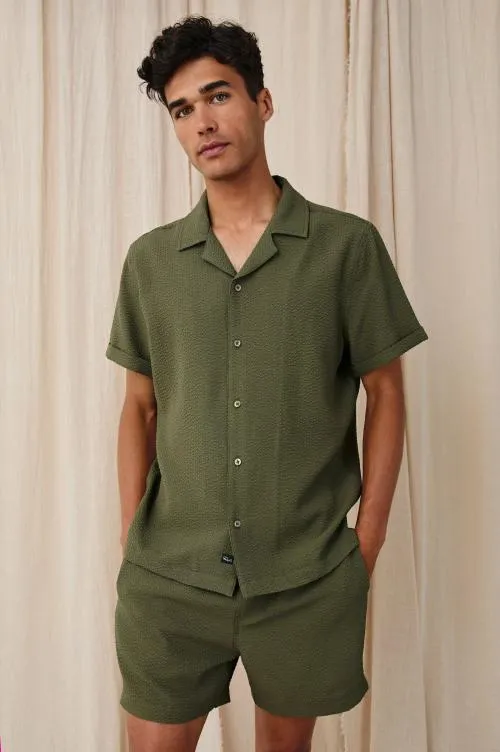 Men Rails Shirts Amalfi Shirt Olive Seersucker
