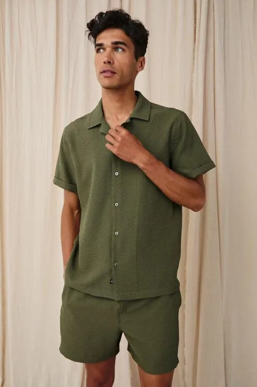Men Rails Shirts Amalfi Shirt Olive Seersucker Men Rails Shirts Amalfi Shirt Olive Seersucker