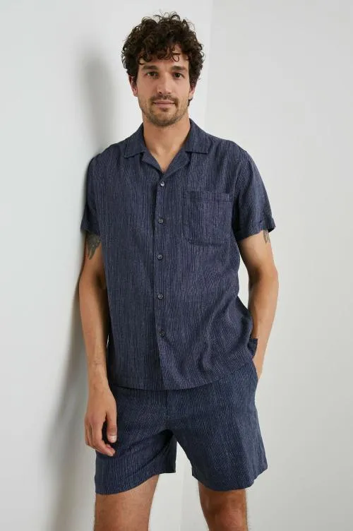 Men Rails Shirts Waimea Shirt Matrix Navy Pearl