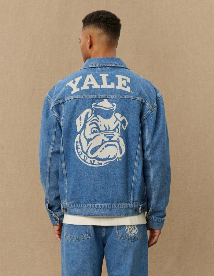 Men Rally Yale Bulldog Denim Jacket 8211 Medium Indigo Wash Les Deux JacketsCoats
