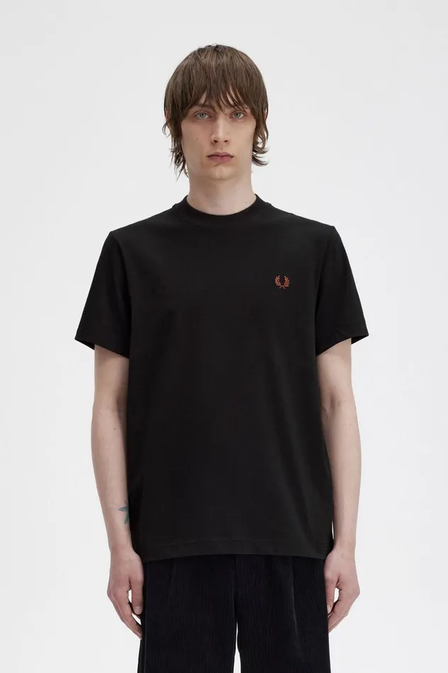 Men Rave Graphic TShirt Black Fred Perry TShirts
