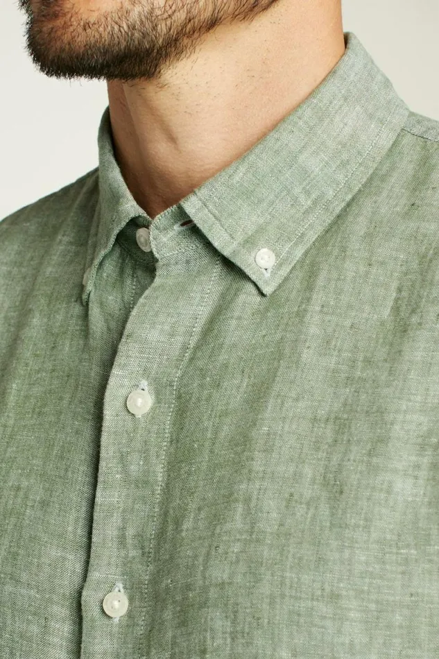 Men Riviera Short Sleeve Shirt Green Juice Linen Bonobos Short Sleeve Shirts