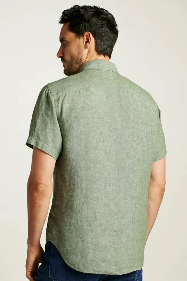 Men Riviera Short Sleeve Shirt Green Juice Linen Bonobos Short Sleeve Shirts