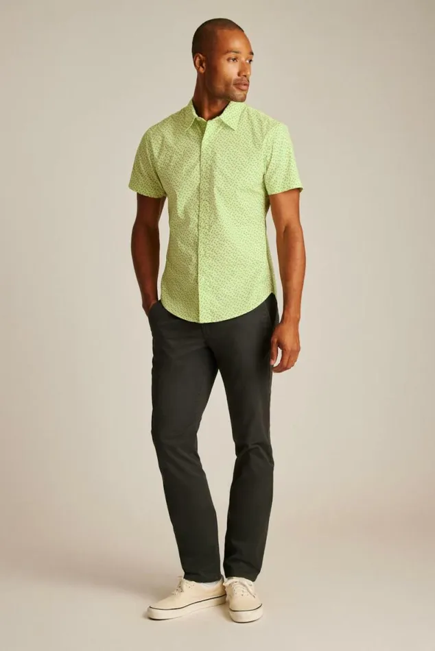 Men Riviera Short Sleeve Shirt Lime Micro Floral Bonobos Short Sleeve Shirts