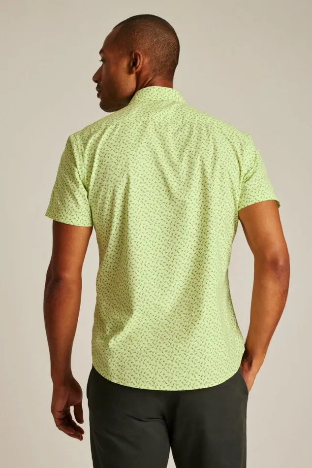 Men Riviera Short Sleeve Shirt Lime Micro Floral Bonobos Short Sleeve Shirts