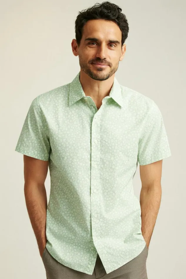Men Riviera Short Sleeve Shirt Mint Bordeta Floral Bonobos Short Sleeve Shirts