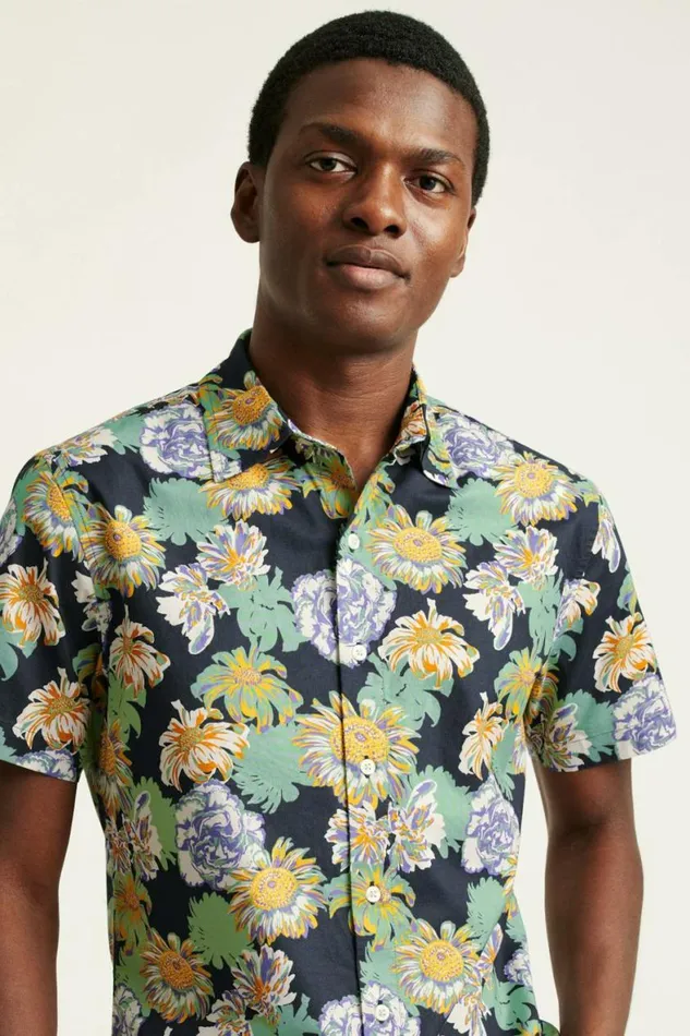 Men Riviera Short Sleeve Shirt Navy Chesapeake Floral Bonobos Short Sleeve Shirts