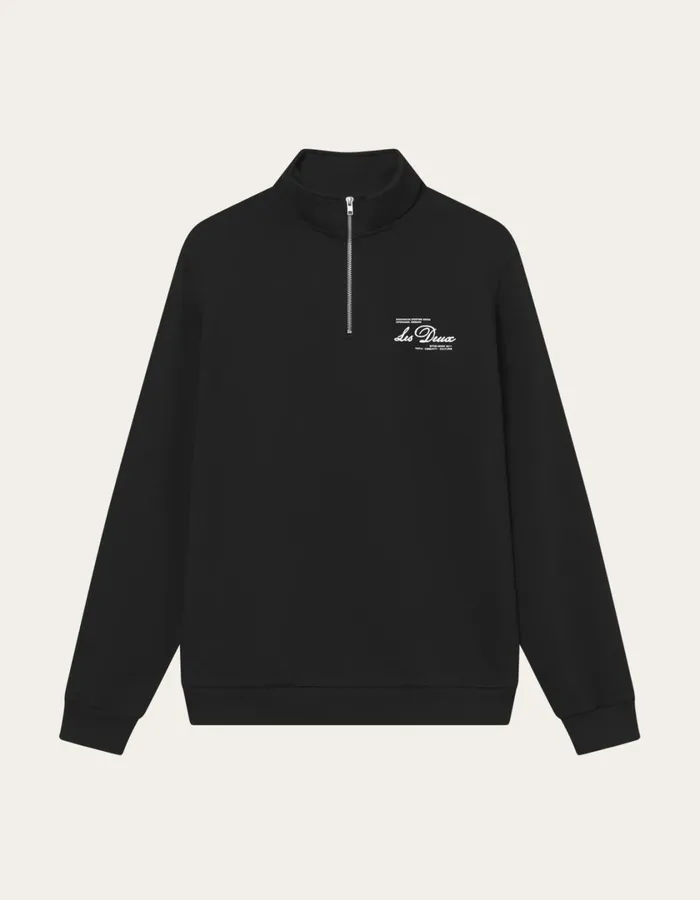 Men Scandinavian HalfZip Sweatshirt 8211 BlackIvory Les Deux HoodiesSweatshirts