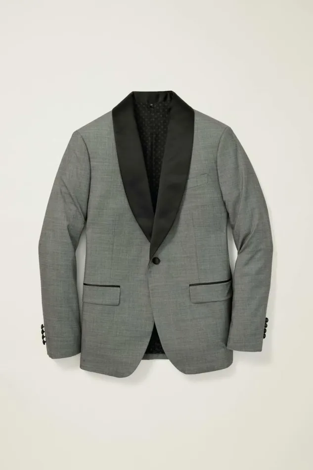 Men Shawl Collar Tuxedo Jacket Grey Sharkskin Bonobos Tuxedos