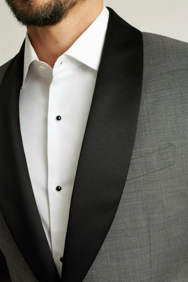 Men Shawl Collar Tuxedo Jacket Grey Sharkskin Bonobos Tuxedos