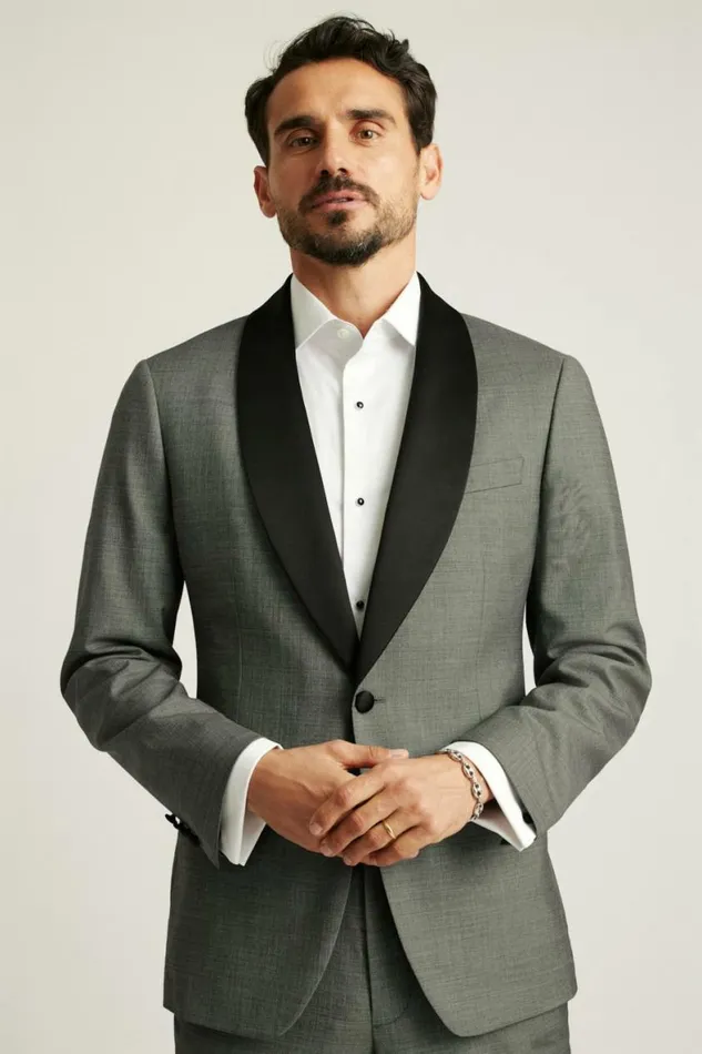 Men Shawl Collar Tuxedo Jacket Grey Sharkskin Bonobos Tuxedos