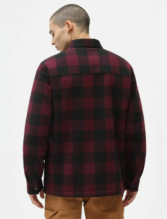 Men Shirts Dickies Sherpa Lined Sacramento Shirt Maroon