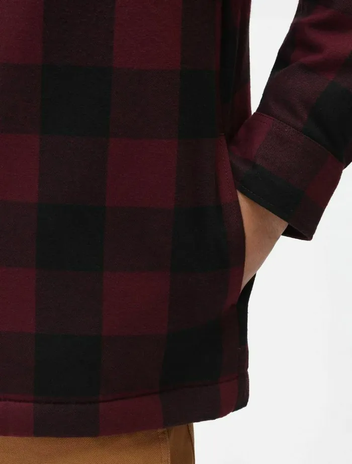Men Shirts Dickies Sherpa Lined Sacramento Shirt Maroon