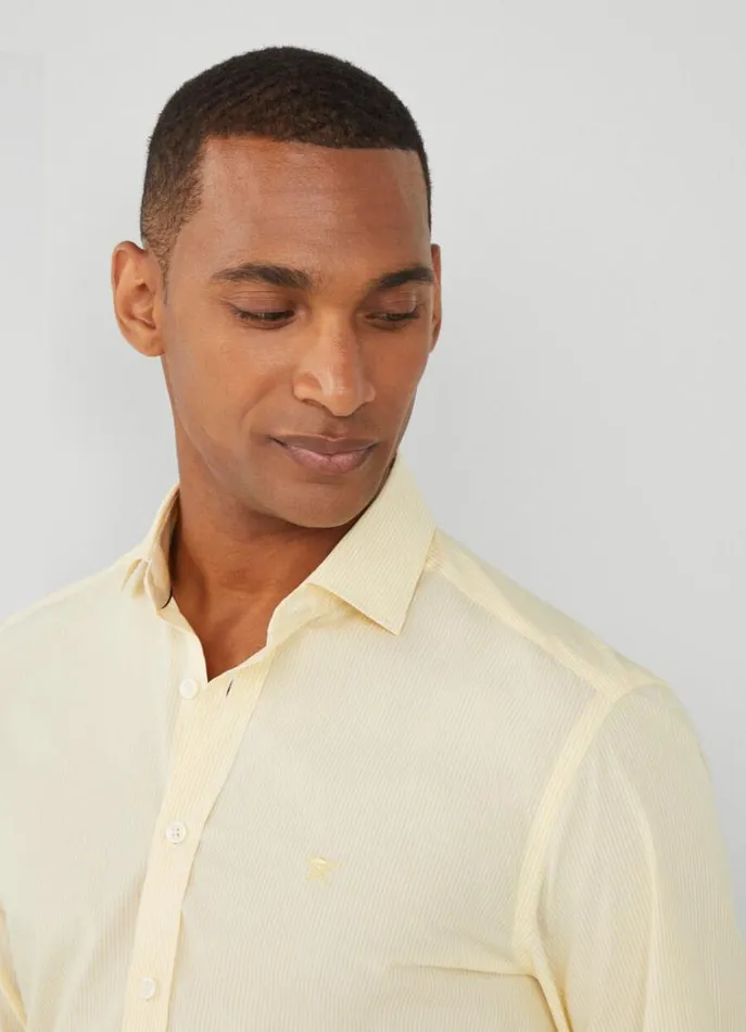 Men Shirts Hackett London Slim Fit Bengal Striped Shirt Yellow