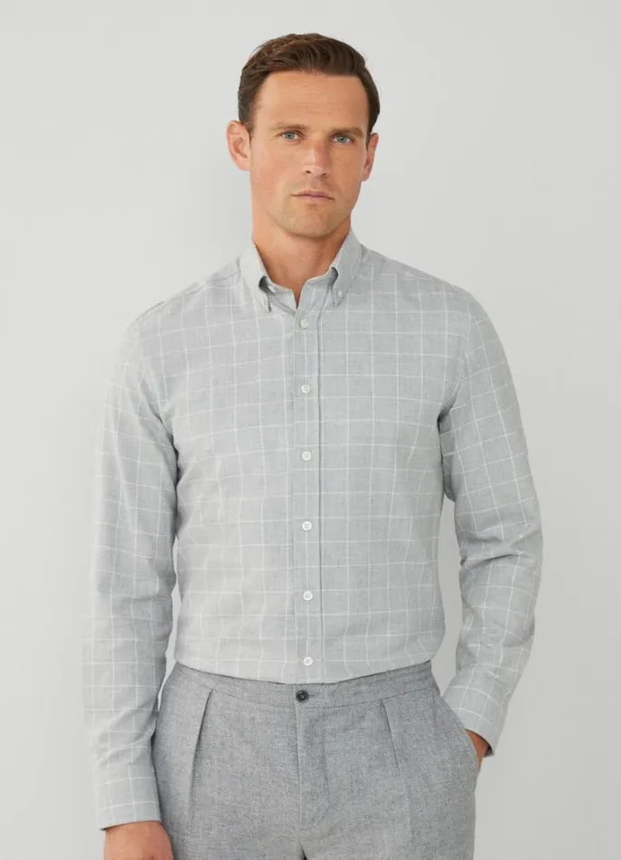 Men Shirts Hackett London Slim Fit Check Shirt Greywhite