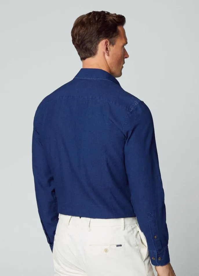 Men Shirts Hackett London Slim Fit Denim Shirt Indigo Blue