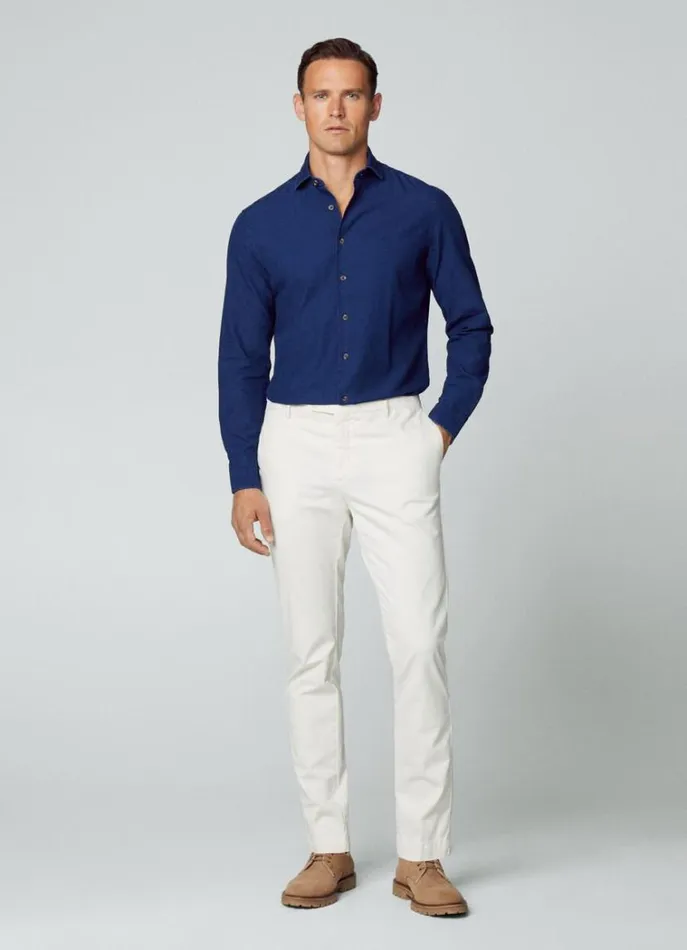 Men Shirts Hackett London Slim Fit Denim Shirt Indigo Blue