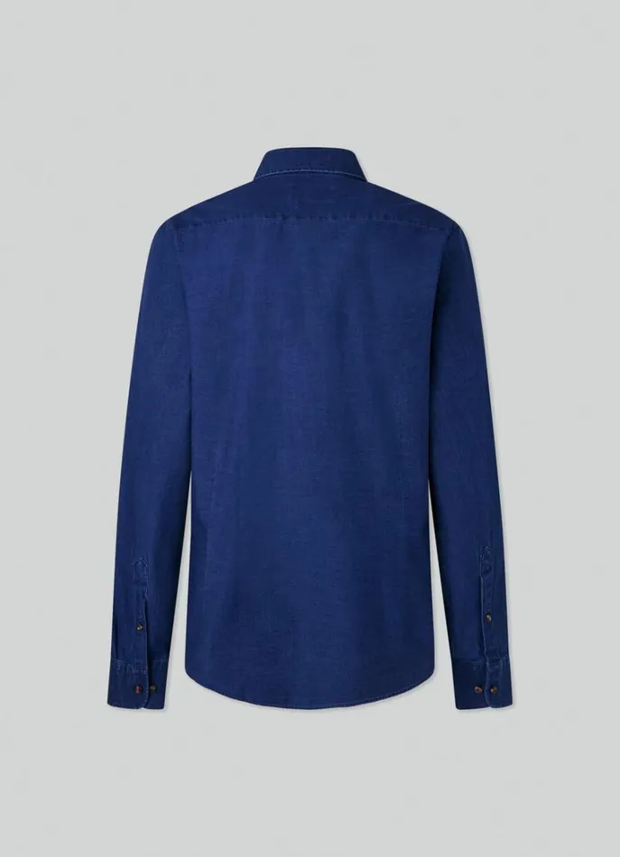 Men Shirts Hackett London Slim Fit Denim Shirt Indigo Blue