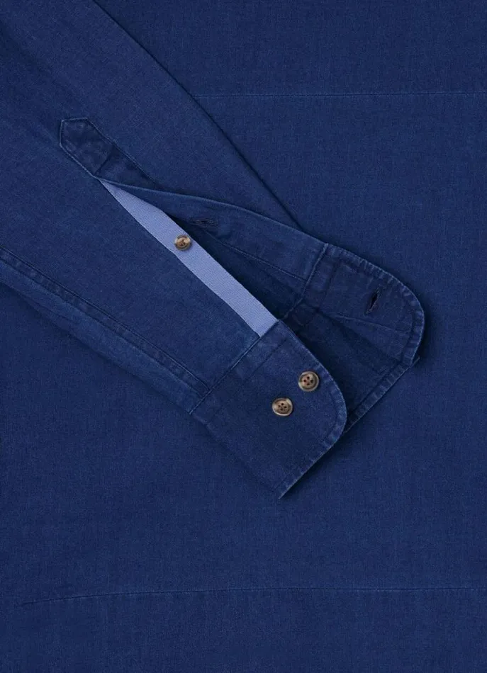 Men Shirts Hackett London Slim Fit Denim Shirt Indigo Blue