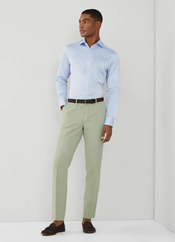 Men Shirts Hackett London Slim Fit Plain Shirt Sky Blue