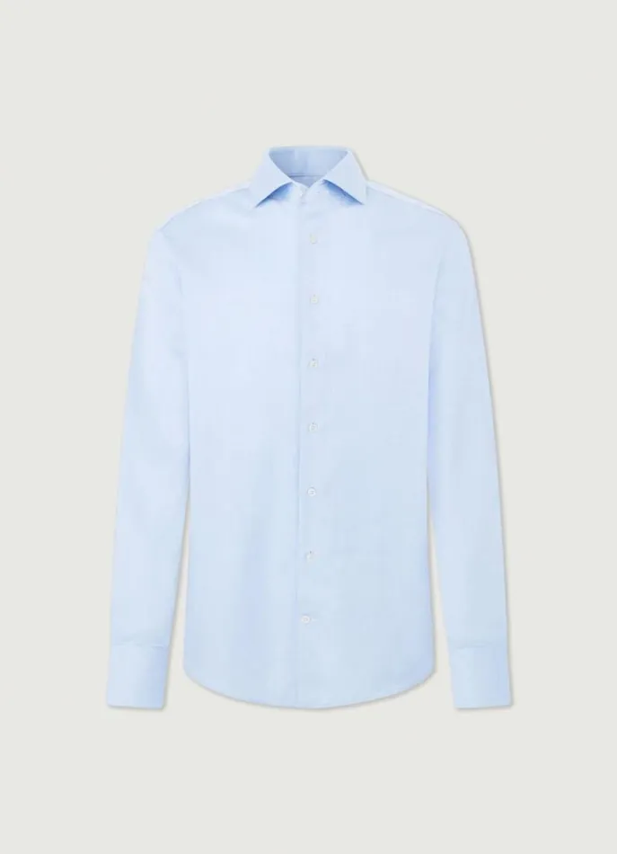 Men Shirts Hackett London Slim Fit Plain Shirt Sky Blue