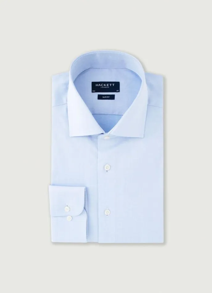 Men Shirts Hackett London Slim Fit Plain Shirt Sky Blue