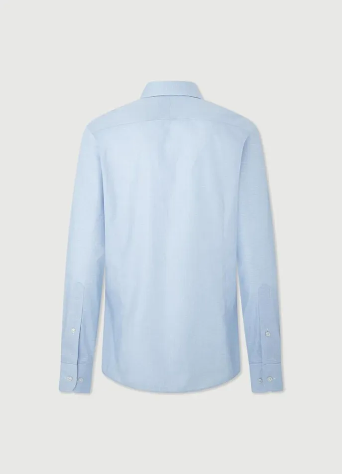 Men Shirts Hackett London Slim Fit Puppytooth Shirt Sky Blue