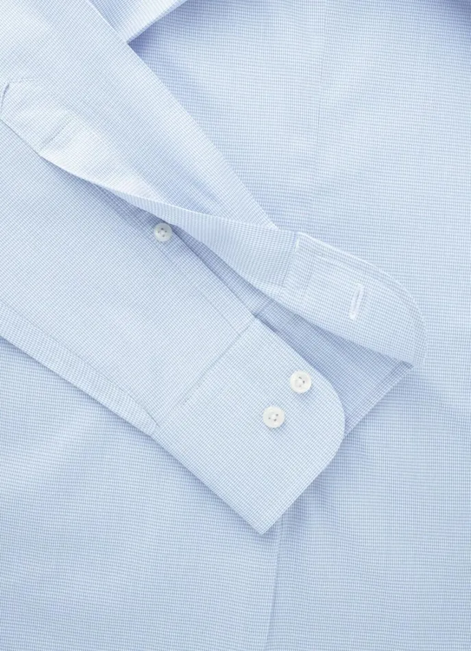 Men Shirts Hackett London Slim Fit Puppytooth Shirt Sky Blue