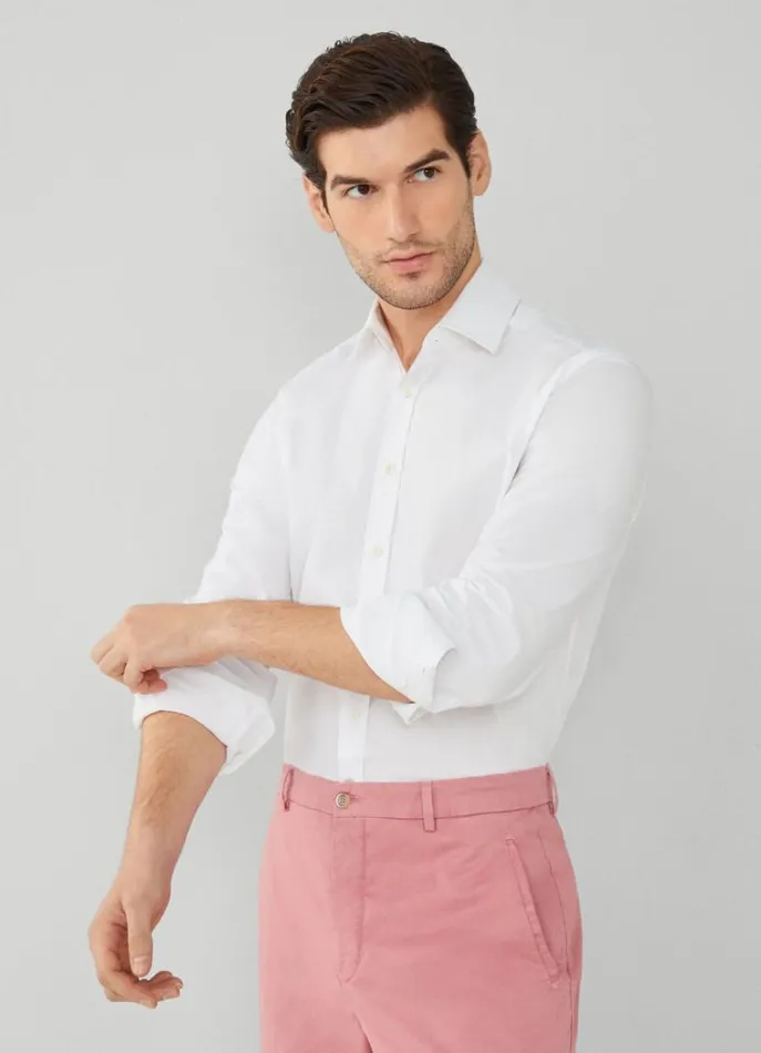 Men Shirts Hackett London Slim Fit Stretch Shirt White