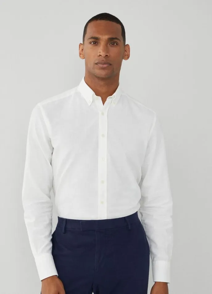 Men Shirts Hackett London Slim Fit Textured Shirt White