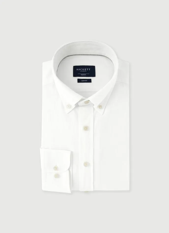 Men Shirts Hackett London Slim Fit Textured Shirt White