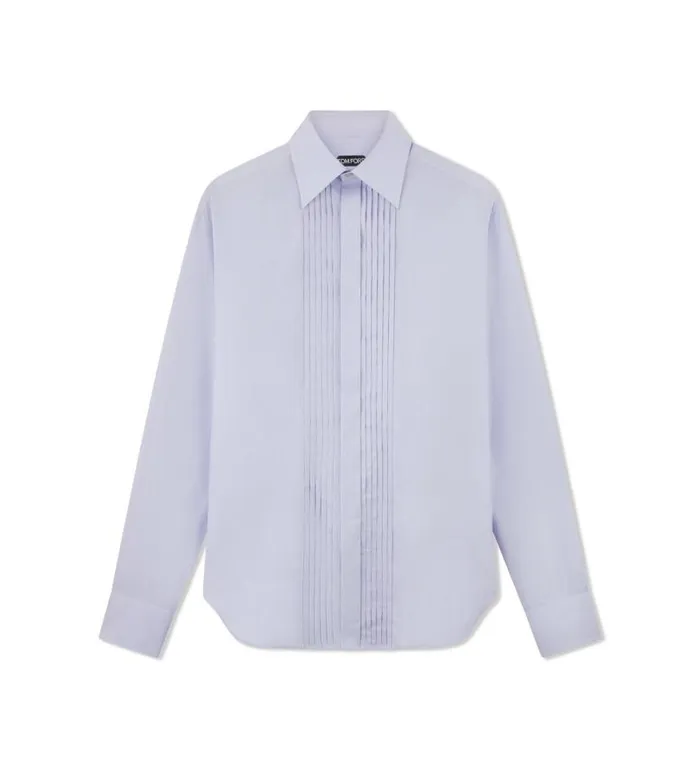 Men Shirts Tom Ford Cotton Silk Serge Fluid Fit Evening Shirt Light Lilac