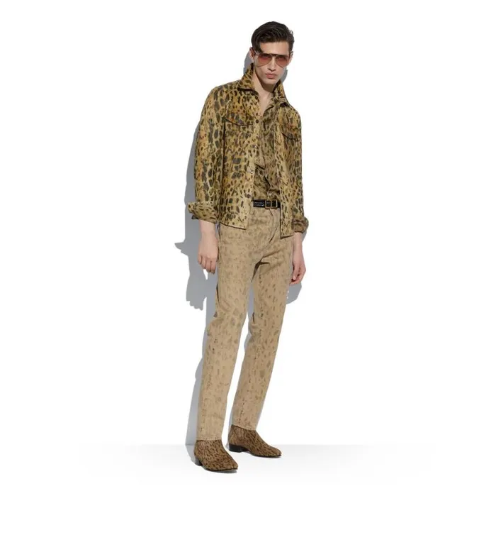Men Shirts Tom Ford Distressed Leopard Crepe De Chine Fluid Fit Shirt Leopard Men Shirts Tom Ford Distressed Leopard Crepe De Chine Fluid Fit Shirt Leopard