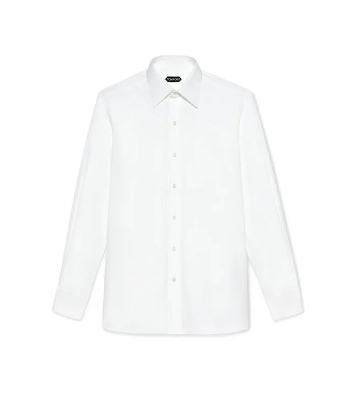 Men Shirts Tom Ford Poplin Classic Fit French Cuff Shirt White
