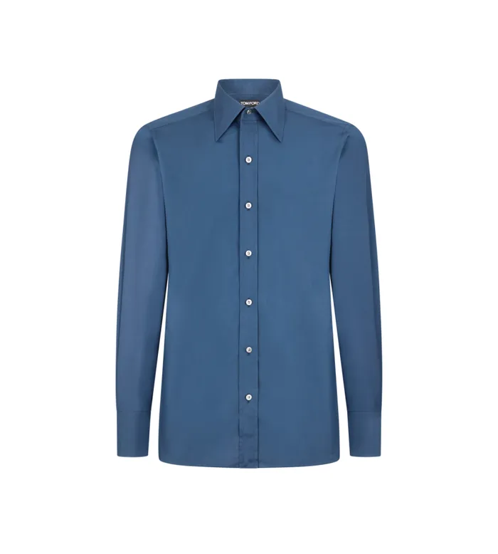 Men Shirts Tom Ford Poplin Slim Fit Shirt Indigo